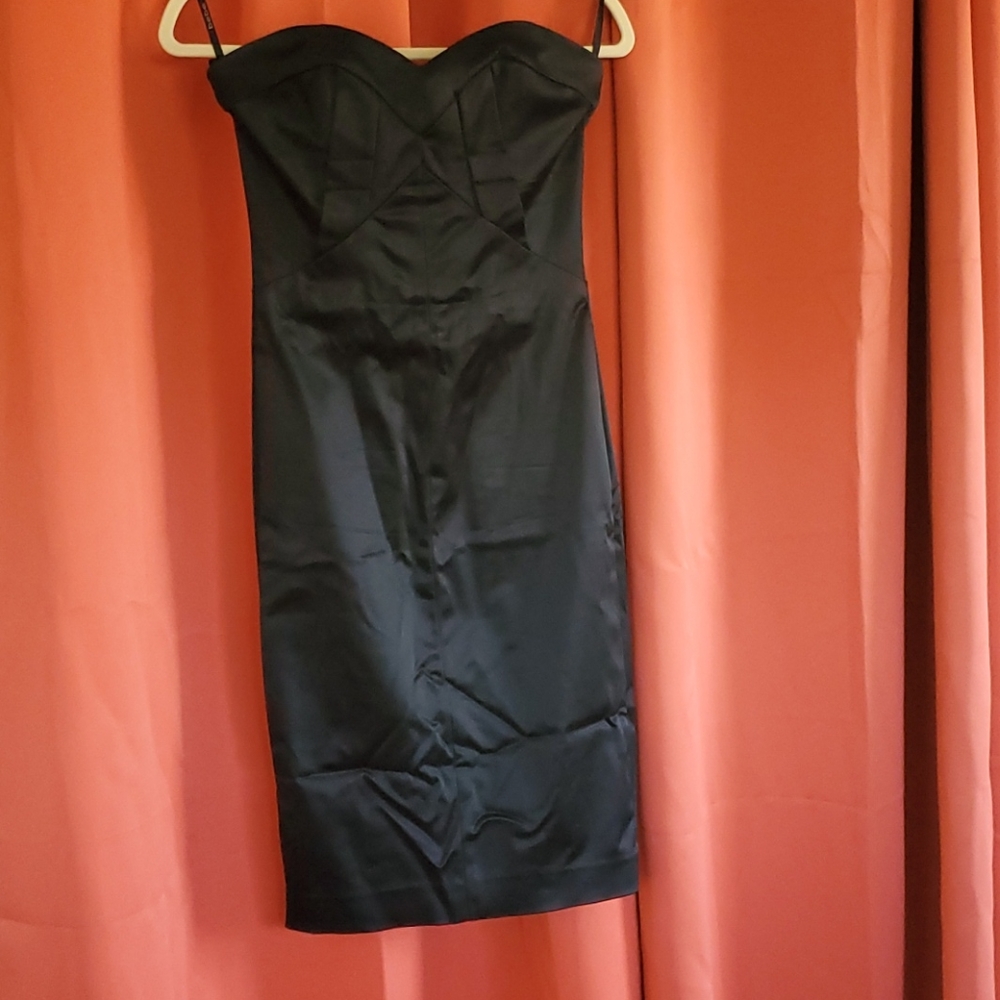 Little midi black satin dress